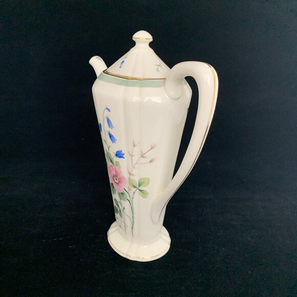 Frederik Lunning E Challinor Porcelain Coffee Pot w/ Lid 7.5" Floral Design Vtg - Picture 2 of 12